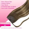 Ve Sunny Hair Extensions Ponytail Real Human Hair 80g Wrap Around Clip in Ponytail Hair Extensions Straight Extensions Human Hair for Women Dark Brown Balayage Chestnut Brown 14 Inch(Pony-4-#4/27/4 Medium Brown Balayage Ombre Caramel Blonde)