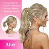 Ve Sunny Hair Extensions Ponytail Real Human Hair 80g Wrap Around Clip in Ponytail Hair Extensions Straight Extensions Human Hair for Women Dark Brown Balayage Chestnut Brown 14 Inch(Pony-1-#10/60 Dark Golden Blonde Highlights)