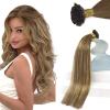 Sunny Hair K tips Hair Extensions Human Hair Brown Ombre Blonde Ktip Human Hair Extensions Invisible Keratin Tip Real Human Hair for Party 16inch 50g