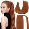 Ve Sunny Hair Extensions Ponytail Real Human Hair 80g Wrap Around Clip in Ponytail Hair Extensions Straight Extensions Human Hair for Women Dark Brown Balayage Chestnut Brown 14 Inch(Pony-7-#350 Copper)