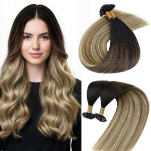 Sunny Hair 14inch K Tip Hair Extensions Brown Balayage Ktip Extensions Remy Ktip Hair Extensions Human Hair Invisible Soft Hair 50g