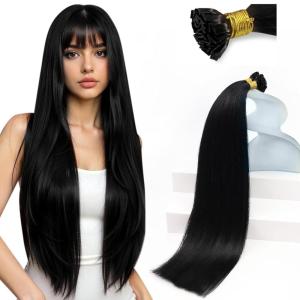 Sunny Hair Flat Tip Hair Extensions Black Flat Tip Hair Extensions Human Hair Jet Black Flat Tips Real Hair Extensions Natural Hair Extensions Flat Tip 18inch 50g 50s