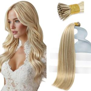 Sunny Hair I Tip Hair Extensions Human Hair Blonde Add Luster Itip Hair Extensions Golden Blonde Highlight Medium Blonde Cold Fusion Remy Pre Bonded Natural Blends 18inch 50g