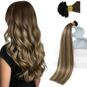 Sunny Hair U Tip Hair Extensions Human Hair 16inch Ktip Human Hair Extensions Dark Brown Balayage Blonde Utip Hair Extensions Human Hair for Party 50g
