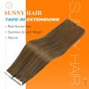 Sunny Hair Tape in Hair Extensions Human Hair 16 Inch Remy Tape ins Human Hair Extensions Light Brown Hair Extensions Real Human Hair Tape in 20Pcs 50g
