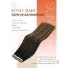 Sunny Off Black Ombre Hair Extensions Tape in #1B Black Ombre #4 Brown with #18 Ash Blonde Tape Hair Extensions Thick Ends Tape in Extensions Remy Human Hair 16inch 20pcs/50g