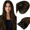 [2 Packs Bundle Total 14pcs] Sunny Hair Clip in Hair Extensions Brown 26 Inch 7pcs 165g Plus 7pcs Clip in Hair Extensions Balayage Dark Brown 120g 18 Inch Total 285g
