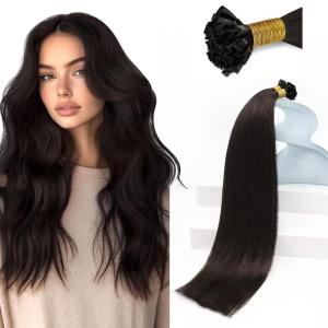 Sunny Hair 20inch K Tips Hair Extensions Human Hair Dark Brown Ktip Human Hair Extensions Remy Hair Extensions Keratin Bonds Fit Any Scene 50g