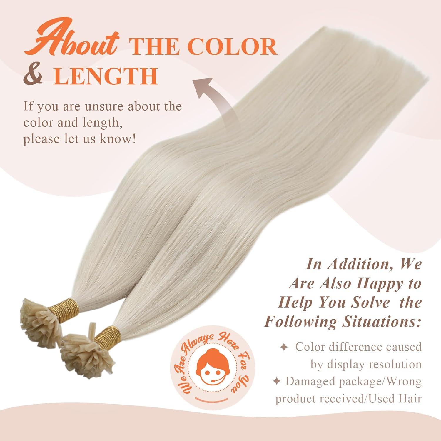 imageSunny Hair 18inch K Tip Hair Extensions Soft K Tip Hair Extensions Human Hair Blonde Utip Extensions Hair Easy to Maintain for Women 50g
