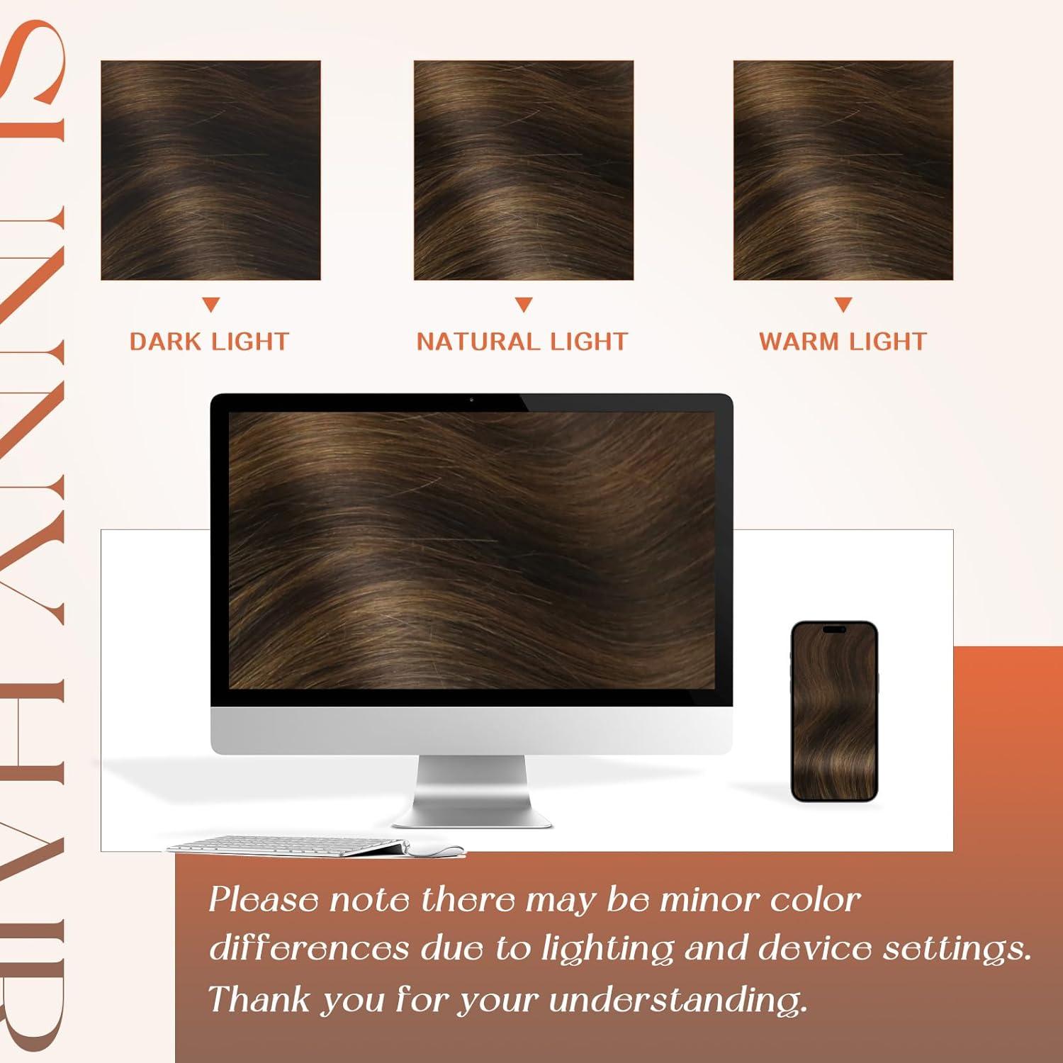 imageSunny Hair Flat Tip Hair Extensions Keratin Hair Extensions for Women Fusion Hair Extensions Balayage Brown 16inch 50g