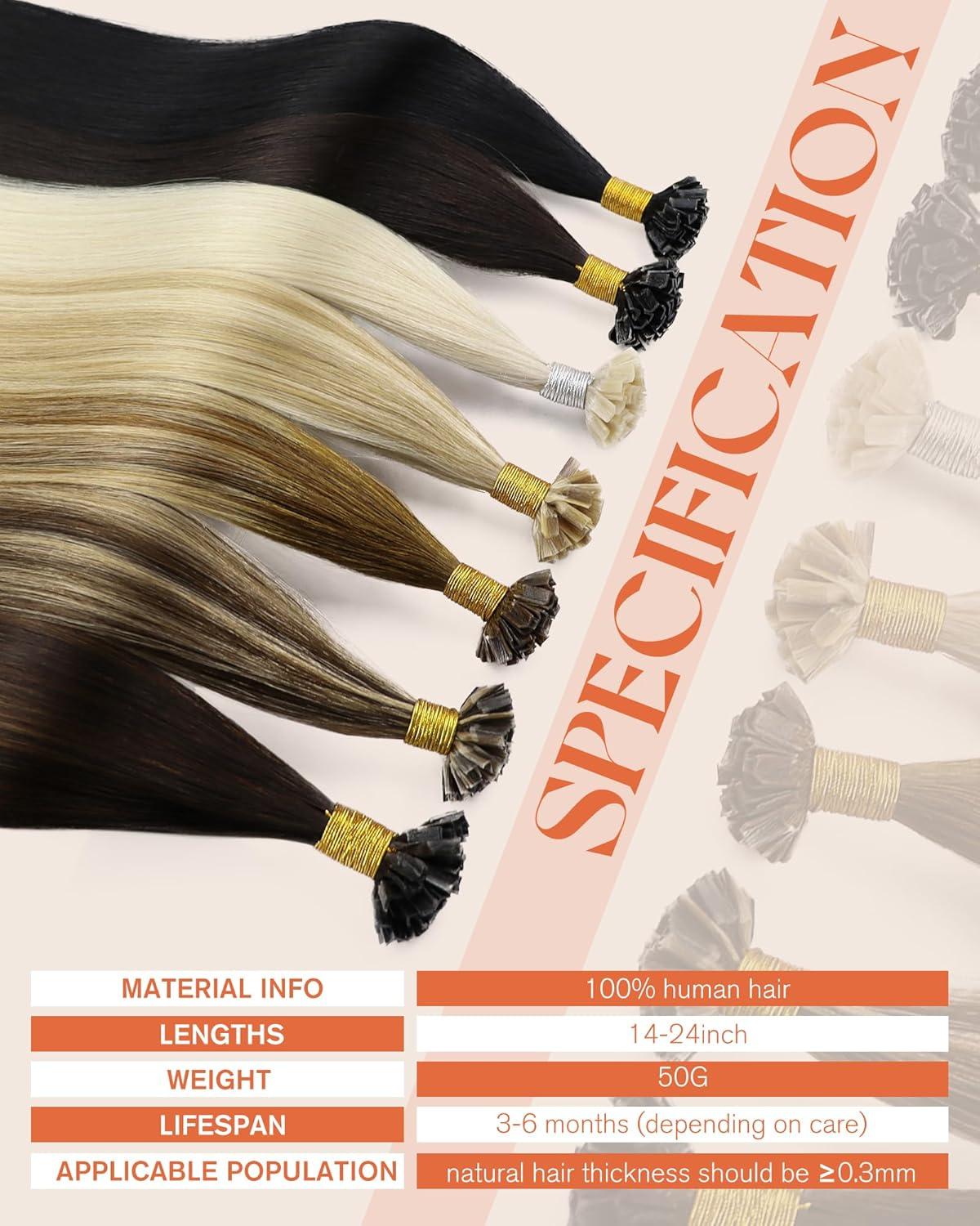 imageSunny Hair K Tip Extensions Real Human Hair Ombre Black Ktip Hair Extensions Natural Black Roots to Silver Grey Balayage 22inch 50g
