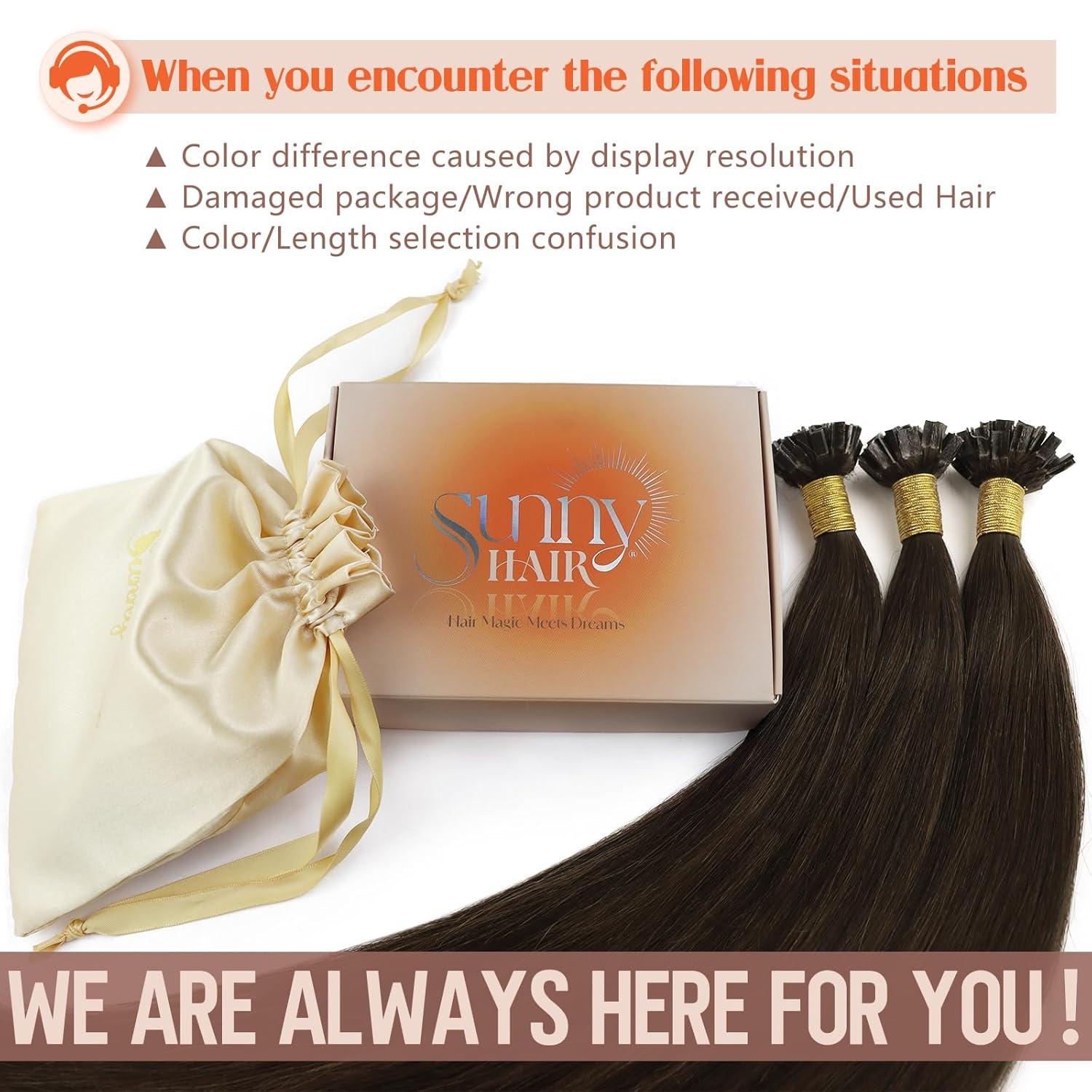 imageSunny Hair Ktip Human Hair Extensions Brown Ombre K Tips Hair Extensions 20inch Keratin Hair Extensions Human Hair for Women 50g
