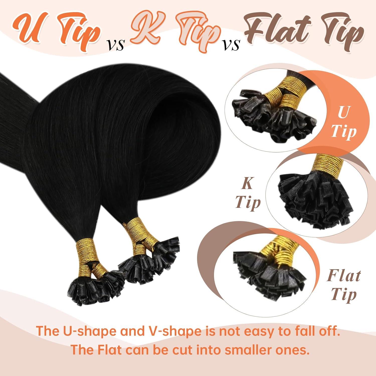 imageSunny Hair U Tip Hair Extensions Human Hair 20inch K Tip Hair Extensions Real Human Hair Jet Black Ktip Human Hair Extensions Soft Utip Hair Extensions Human Hair Look Natural 50g