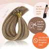 Sunny Hair 20inch K Tip Hair Extensions Real Human Hair Dark Brown Highlights Caramel Blonde K Tip Hair Extensions Soft U Tip Hair Extensions Human Hair for Women 50g