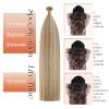 Sunny Hair Flat Tip Hair Extensions Human Hair Ktip Human Hair Extensions Blonde with Light Brown Keratin Bond Extensions Human Hair 16inch 50g