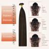 Sunny Hair Flat Tip Hair Extensions, Keratin Hair Extensions for Women, Fusion Hair Extensions Balayage Brown 16inch 50g