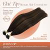 Sunny Hair Flat Tip Hair Extensions, Keratin Hair Extensions for Women, Fusion Hair Extensions Balayage Brown 16inch 50g