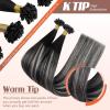 Sunny Hair K Tip Extensions Real Human Hair Ombre Black Ktip Hair Extensions Natural Black Roots to Silver Grey Balayage 22inch 50g