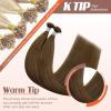 Sunny Hair K Tip Hair Extensions Human Hair Light Brown #8 Keratin Hair Extensions Human Hair Ktip Human Hair Extensions Add Volume 16inch 50g