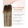 Sunny Hair Micro Link Hair Extensions Human Hair Balayage Brown Micro Hair Extensions Real Human Hair Medium Brown Balayage Platinum Blonde Microbead Hair Extensions for Everyday Use 20inch 57g