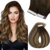 Sunny Hair Sunny 22inch Tape in Hair Extensions Real Human Brown Ombre Dark Caramel Blonde Mix Silky Straight 50g 20pcs 1.7637 Ounce