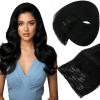 [2 Packs Bundle Total 14pcs] Sunny Hair Clip in Hair Extensions Mocha Black Brown 18 Inch 7pcs 120g Plus 7pcs Clip in Hair Extensions Black 135g 18 Inch Total 255g