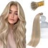 Sunny Hair Nano Bead Hair Extensions Real Human Hair Ash Blonde Highlights Bleach Blonde Nano Tip Hair Extensions Real Human Hair for Women Nano Natural-Looking Hair Extensions 50G