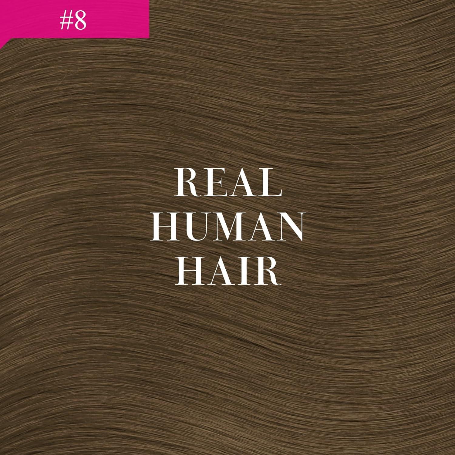 imageVe Sunny Hair Extensions Ponytail Real Human Hair 80g Wrap Around Clip in Ponytail Hair Extensions Straight Extensions Human Hair for Women Light Ash Brown 14 Inch
