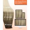 Sunny Hair Human Hair Extensions Sew in Ombre Blonde Weft Hair Extensions Human Hair Light Brown Roots to Platinum Blonde Hair Extensions Sew in Real Human Hair Bundle for Short Hair 14inch 70g