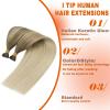 Sunny Hair I Tip Hair Extensions Real Human Hair Balayage Light Brown Ombre Platinum Blonde I Tip Hair Extensions Soft Pre Bonded Long-Lasting Beauty 50/Pack 80S 14Inch