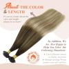 Sunny Hair U Tip Hair Extensions Human Hair Ombre Utip Extensions Brown Ombre Golden Brown Mix Blonde K Tip Hair Extensions Real Human Hair Short Remy Hair for Daily Use 14in 50g