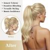 Ve Sunny Hair Extensions Ponytail Real Human Hair Wrap Around Clip in Ponytail Hair Extensions Straight Extensions Human Hair for Women Honey Strawberry Blonde Highlights Bleach Blonde 22inch 80G