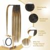 Ve Sunny Ponytail Extension Real Human Hair for Women Clip in Ponytail Hair Extension Straight Hair Pieces Wrap Around Medium Brown Fading To Brown Mix Platinum Blonde Balayage 22inch 80G