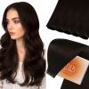 Sunny Hair Genius Weft Hair Extensions Human Hair Dark Brown Genius Weft Sew in Hair Extensions Real Human Hair Brown One Piece Hair Weft Extensions for Women 16inch #2