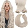 Sunny Hair Sew in Hair Extensions Real Human Hair 135g Blonde Weft Hair Extensions Human Hair Platinum Blonde Human Hair Sew in Extensions For Women Real Hair Long Straight 22inch