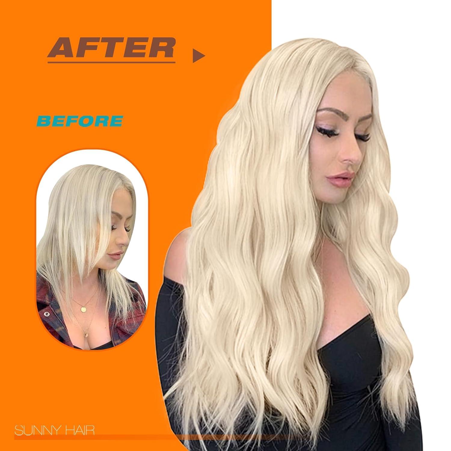 imageSunny Hair Blonde Tape in Hair Extensions Human Hair 18 inch Tape in Extensions Remy Tape ins Human Hair Extensions for Women 50g 20Pcs