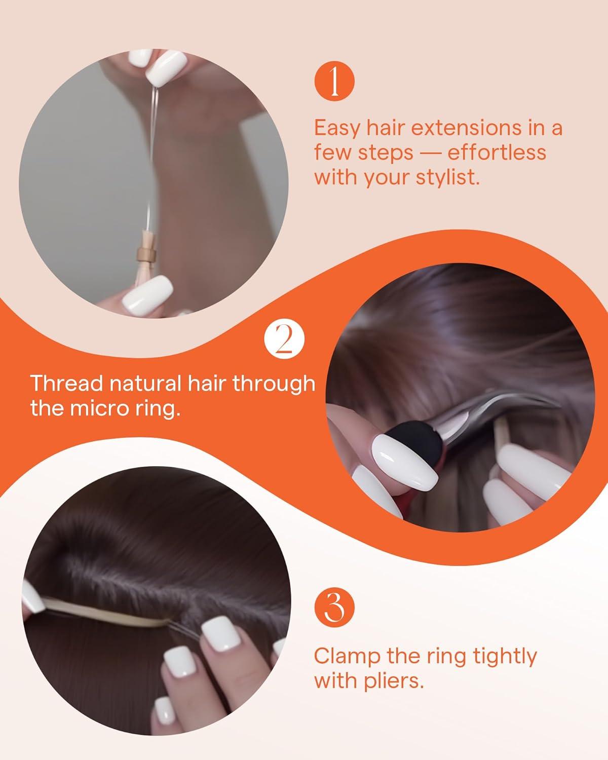 imageSunny Hair 18inch 57g Micro Link Hair Extensions Human Hair Remy Microbead Hair Extensions Real Human Hair Black Balayage Brown Ombre Ash Blonde Micro Ring Hair Easy to Install