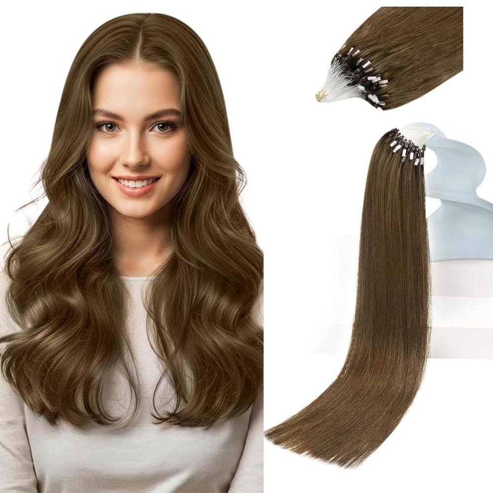imageSunny Hair 20inch Micro Beads Hair Extensions Light BrownMicro Link Hair Extensions Human Hair Natural Blends Fusion Extensions Human Hair 57g