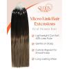 Sunny Hair 18inch 57g Micro Link Hair Extensions Human Hair Remy Microbead Hair Extensions Real Human Hair Black Balayage Brown Ombre Ash Blonde Micro Ring Hair Easy to Install