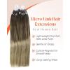 Sunny Hair Micro Hair Extensions Human Hair 22inch Micro Bead Hair Extensions Real Human Hair Brown Ombre Golden Brown Mix Blonde Micro Ring Straight Show Charm 57g