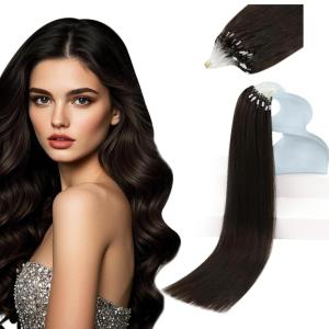 Sunny Hair 18inch 57g Microbead Hair Extensions Dark Brown Micro Link Hair Extensions Real Human Hair Soft Beaded Hair Gentle on Scalp Extensions