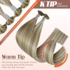 Sunny Hair K Tip Hair Extensions Real Human Hair Easy to Curl Ktip Human Hair Extensions Light Brown Highlights Blonde Ktips14inch 50g