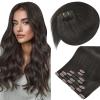 Sunny Hair Clip in Hair Extensions Real Human Hair 120g Remy Hair Clip in Extensions for Women Human Hair Extensions Mocha Black Brown 22 Inch
