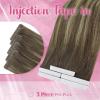 Sunny Hair Injected Tape in Hair Extensions 5Pcs 24inch Virgin Human Hair Light Brown Balayage Blonde