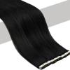 Sunny Hair Tape in Hair Extensions Human Hair 12inch Hair Extensions Real Human Hair Tape in Extensions for Women Solid Black Virgin Hair Natural Straight Skin Weft Double Sided Tapes 20Pcs 30g