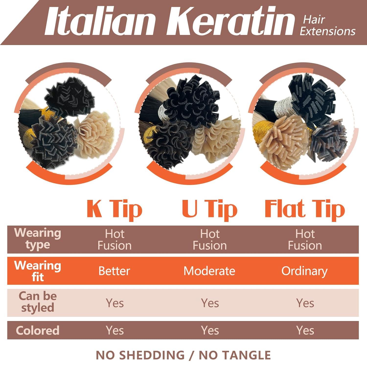 imageSunny K Tip Hair Extensions Real Human Hair Straight Ktip Human Hair Extensions Light Brown Balayage Ash Brown with Highlight Keratin Hair Extensions Human Hair Add Volume 16inch 50g