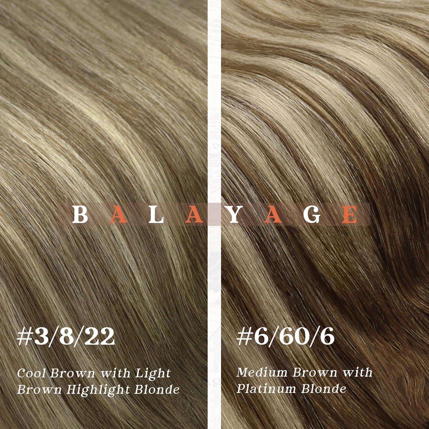 imageSunny K Tip Hair Extensions Real Human Hair Straight Ktip Human Hair Extensions Light Brown Balayage Ash Brown with Highlight Keratin Hair Extensions Human Hair Add Volume 16inch 50g