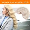 Sunny Hair Butterfly Hair Extensions Natural Black Genius Weft Human Hair Extensions Double-Sided Seamless Invisible Weave PU Weft with Micro Hand-Tied Look for Women 20Inch 100G(#18P/613-Light Ice Pink Blonde Highlight)