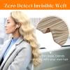 Sunny Hair Butterfly Hair Extensions Natural Black Genius Weft Human Hair Extensions Double-Sided Seamless Invisible Weave PU Weft with Micro Hand-Tied Look for Women 20Inch 100G(#10P/60-Lightest Brown Highlight)