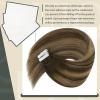 Sunny Hair Tape in Hair Extensions Real Human Hair Invisible Remy Hair Extensions Tape ins for Women Dark Brown Ombre Caramel Blonde Balayage 16 inch 20Pcs 50G